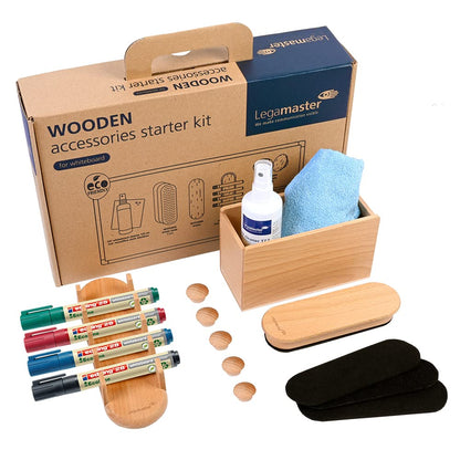 Whiteboard Accessory Starter Kit Legamaster Wooden 17-Piece - Sustainable Beech Wood, FSC® Certified, Ecoline Marker