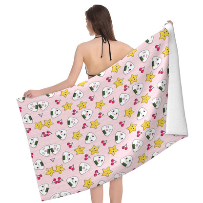 Kwjsdfea Lovely Rice Ball Print Bath Towel Absorbent Towels for Swimming Pool Travel Camping Beach