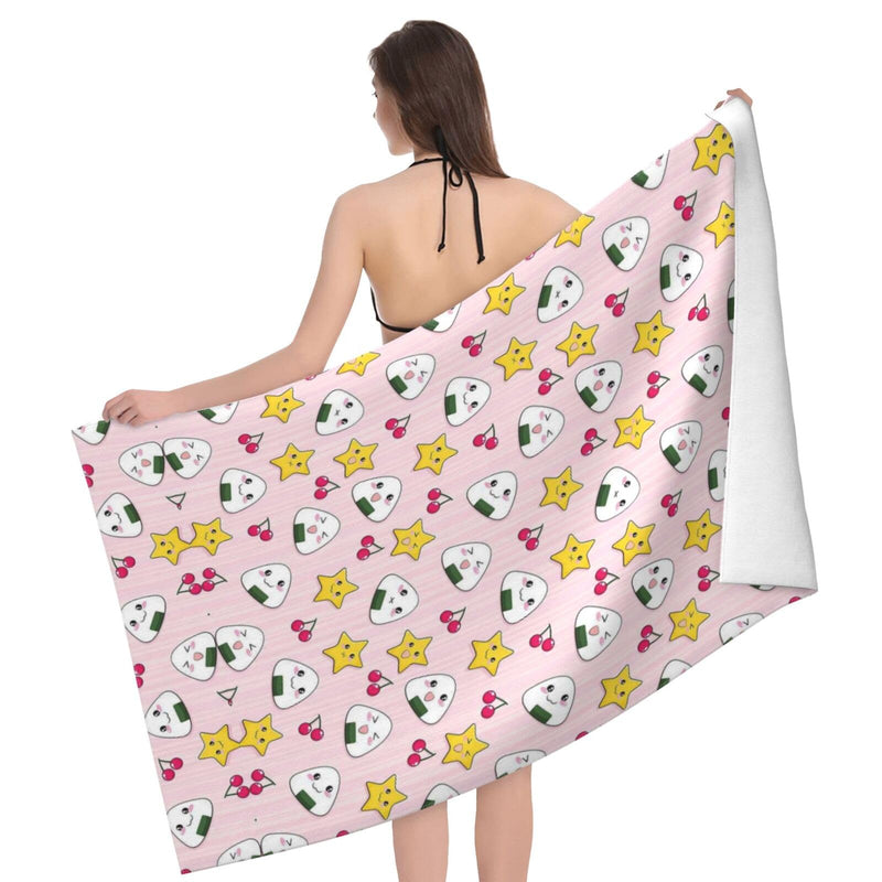 Kwjsdfea Lovely Rice Ball Print Bath Towel Absorbent Towels for Swimming Pool Travel Camping Beach