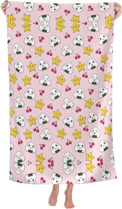 Kwjsdfea Lovely Rice Ball Print Bath Towel Absorbent Towels for Swimming Pool Travel Camping Beach
