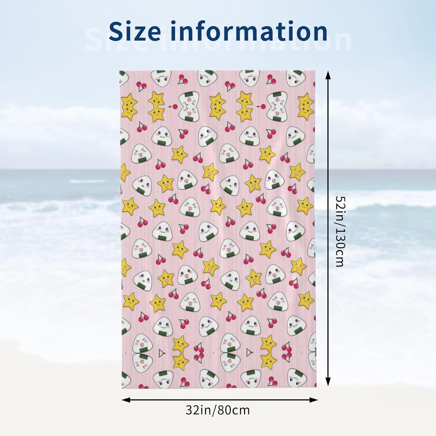 Kwjsdfea Lovely Rice Ball Print Bath Towel Absorbent Towels for Swimming Pool Travel Camping Beach