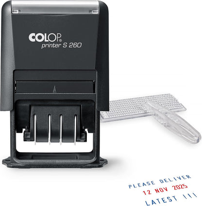 Printer S 260/SET English Stamp to Set Yourself, Includes Type Set, Tweezers & Imprint Cards, Blue/Red