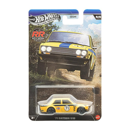 Hot Wheels Silver Series Rally Racers '71 Datsun 510  4/5, 1:64 Scale Diecast Toy Vehicle
