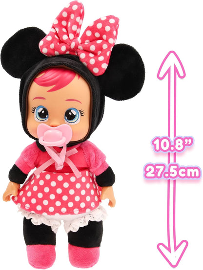 Cry Babies Tiny Cuddles Disney Minnie, Plush baby doll, Tiny Cuddles Inspired By Minnie Mouse from Disney, That Cry Real Tears, Toy for Kids Age 18 Months and Up