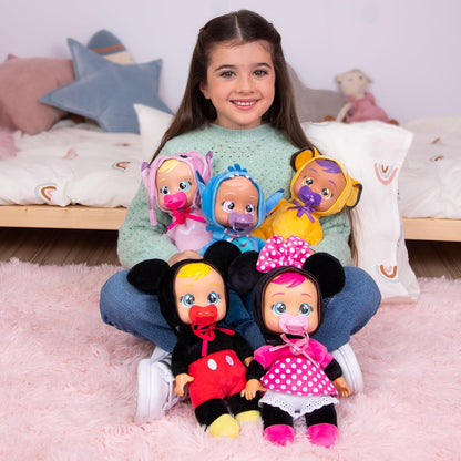 Cry Babies Tiny Cuddles Disney Minnie, Plush baby doll, Tiny Cuddles Inspired By Minnie Mouse from Disney, That Cry Real Tears, Toy for Kids Age 18 Months and Up