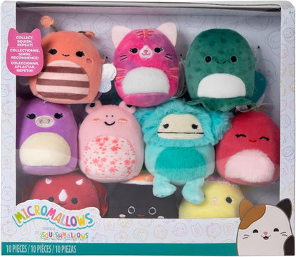 Squishmallows Original Micromallows Plush 10-Pack - 2.5-Inch Plush Includes favourites Lili the Bee, Connor the Cow, Brody the Dinosaur, Plath the Love Bird, and Lasla the Octopus