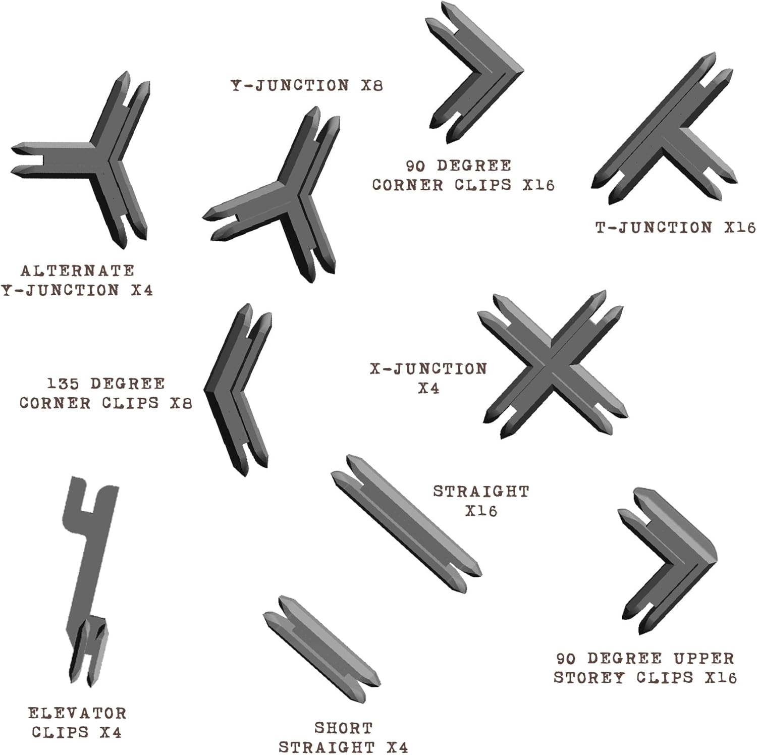 Battle Systems Terrain Plastic Terrain Clips (Grey) - Core Space and SciFi, Fantasy, Modern Terrain Compatible