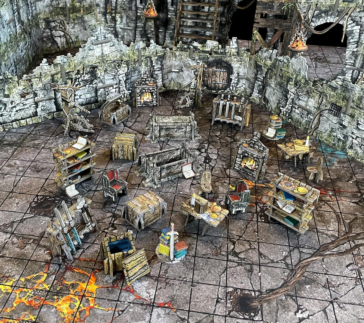 Fantasy Dungeon Terrain Furniture Battle Systems Terrain Addictive Role Playing Scenario D&D DND Maladum Pathfinder in Sturdy Cardboard Color Printed on Both Sides