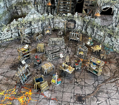 Fantasy Dungeon Terrain Furniture Battle Systems Terrain Addictive Role Playing Scenario D&D DND Maladum Pathfinder in Sturdy Cardboard Color Printed on Both Sides