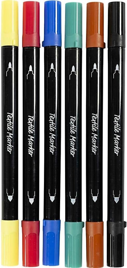 Textile markers, line 2,3+3,6, standard colours, 6 pc/ 1 pack