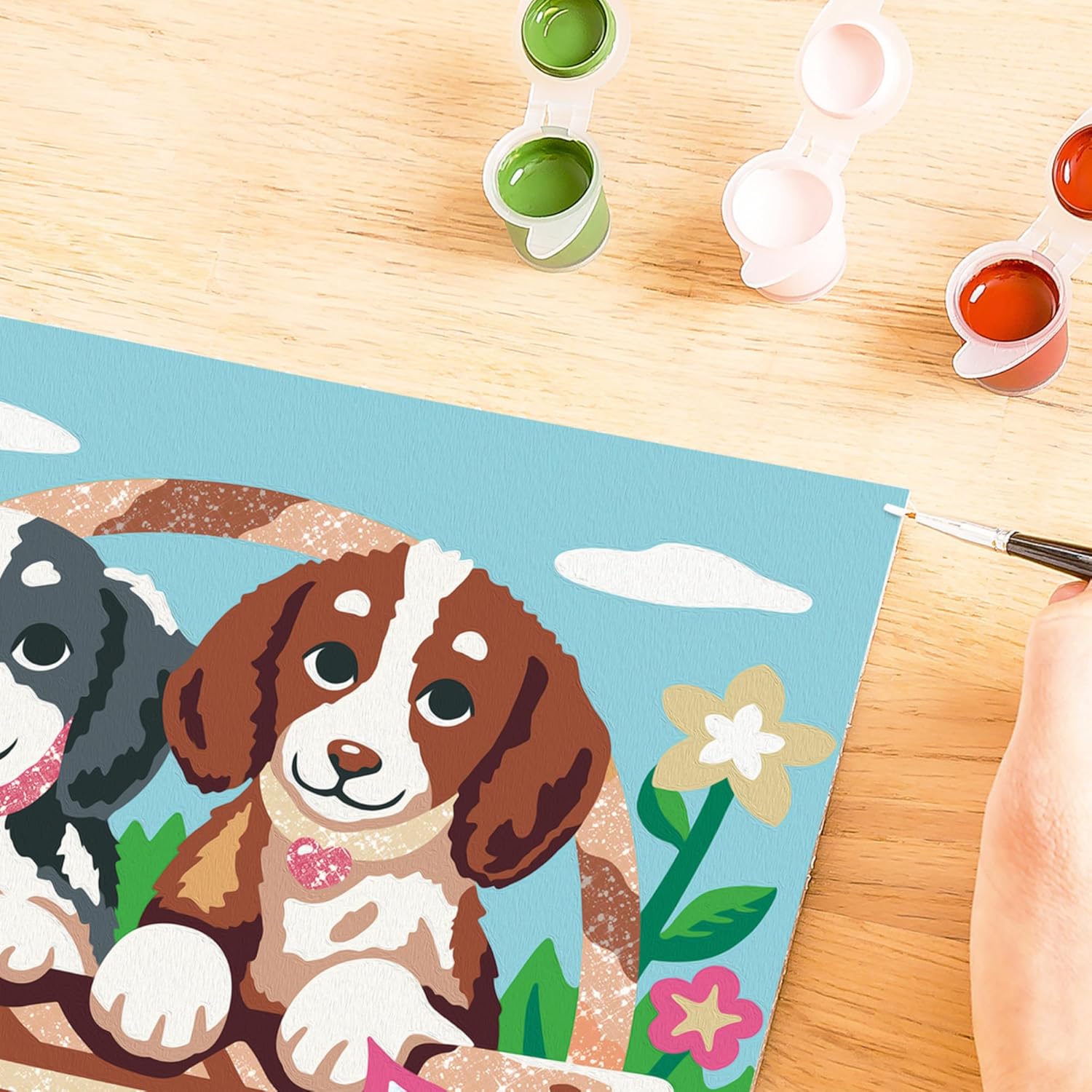 Ravensburger - Creart Serie D Picnic met puppy's | Schilderset voor kinderen | Schilderen op nummer bevat alles wat nodig is | Spelletjes kinderen 9 jaar of ouder | Creart Ravensburger 9 jaar