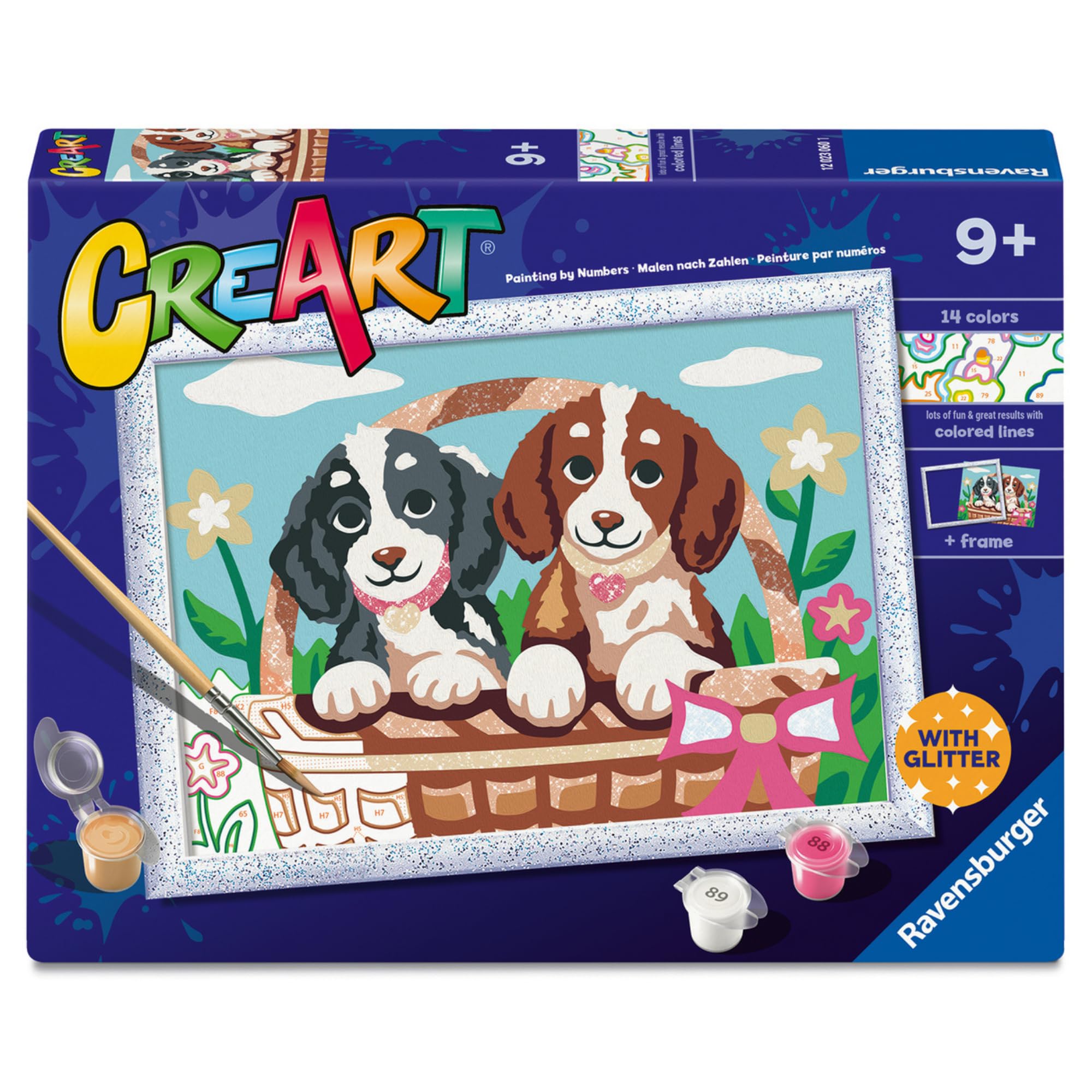 Ravensburger - Creart Serie D Picnic met puppy's | Schilderset voor kinderen | Schilderen op nummer bevat alles wat nodig is | Spelletjes kinderen 9 jaar of ouder | Creart Ravensburger 9 jaar