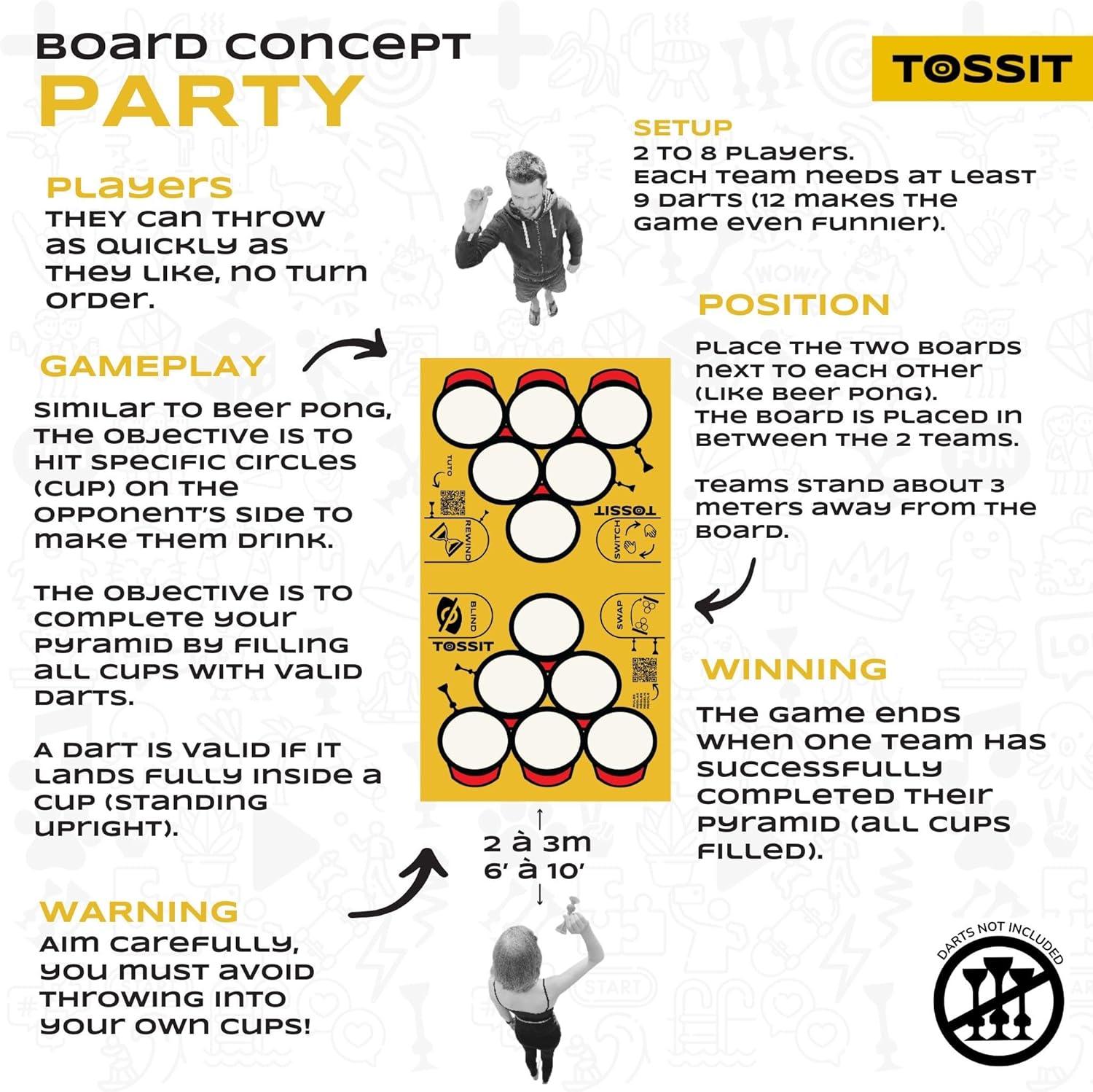 TOSSIT Bord, speelbord voor TOSSIT dartspel en indoor petanque, hoogwaardige siliconen, diverse spelmodi, plezier met vrienden en familie, draagbaar en oprolbaar, Beer-versie.