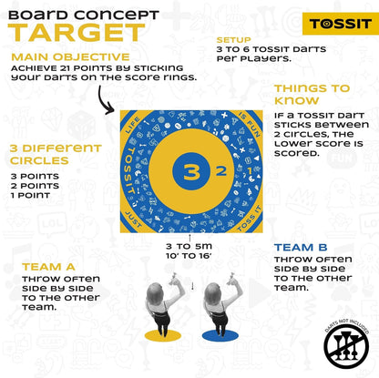 TOSSIT Bord, speelbord voor TOSSIT dartspel en indoor petanque, hoogwaardige siliconen, diverse spelmodi, plezier met vrienden en familie, draagbaar en oprolbaar, Beer-versie.