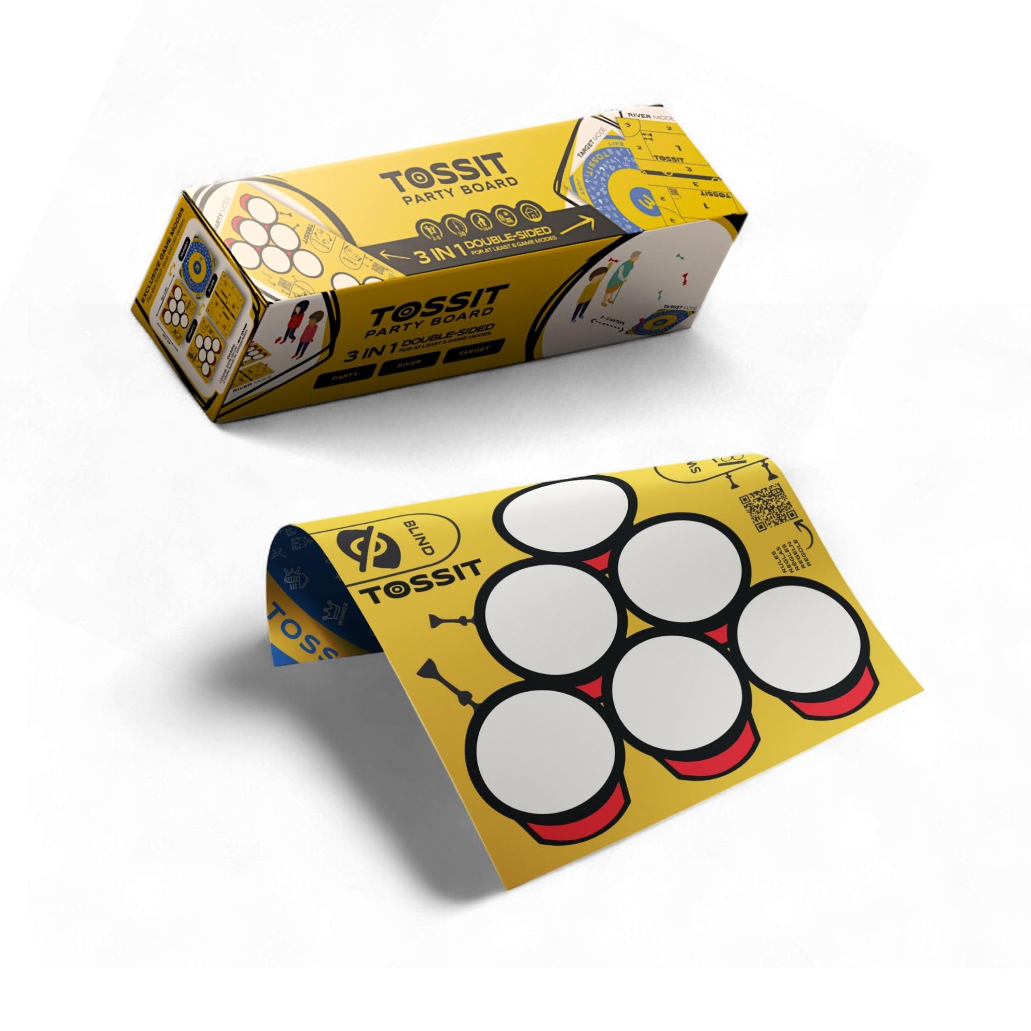 TOSSIT Bord, speelbord voor TOSSIT dartspel en indoor petanque, hoogwaardige siliconen, diverse spelmodi, plezier met vrienden en familie, draagbaar en oprolbaar, Beer-versie.