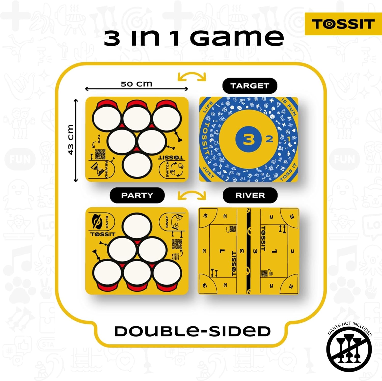 TOSSIT Bord, speelbord voor TOSSIT dartspel en indoor petanque, hoogwaardige siliconen, diverse spelmodi, plezier met vrienden en familie, draagbaar en oprolbaar, Beer-versie.