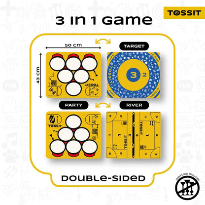 TOSSIT Bord, speelbord voor TOSSIT dartspel en indoor petanque, hoogwaardige siliconen, diverse spelmodi, plezier met vrienden en familie, draagbaar en oprolbaar, Beer-versie.