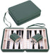Engelhart – 250503 – Reisspel Backgammon 9 Inch – Groene Buitenkant met Ritssluiting – Vilten Binnenkant Crème/Zwart/Wit – Inclusief Accessoires
