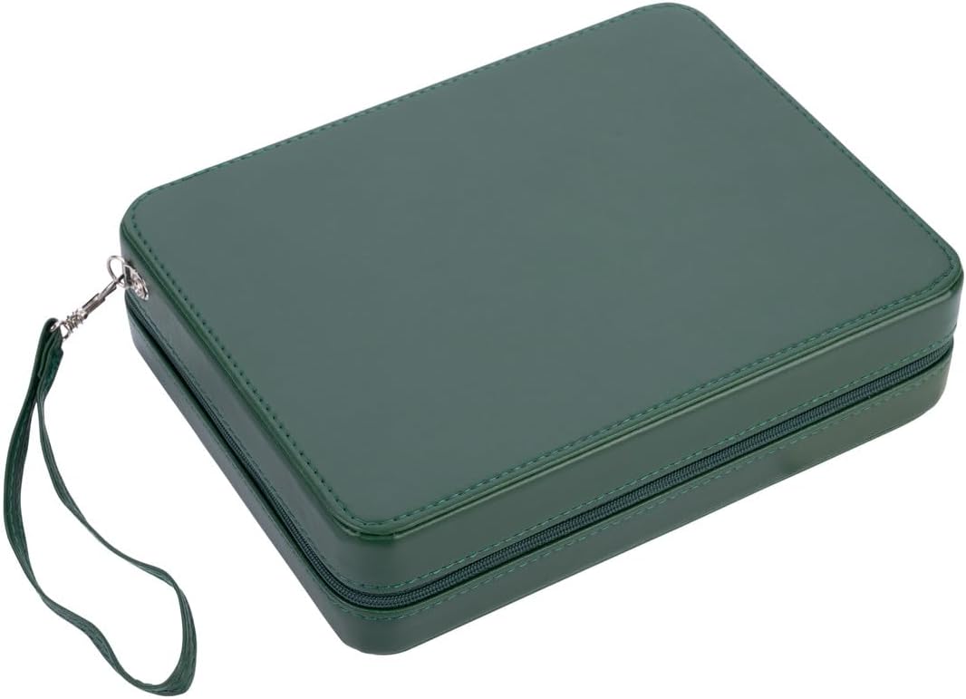 Engelhart – 250503 – Reisspel Backgammon 9 Inch – Groene Buitenkant met Ritssluiting – Vilten Binnenkant Crème/Zwart/Wit – Inclusief Accessoires
