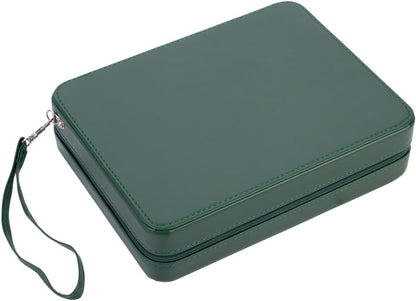 Engelhart – 250503 – Reisspel Backgammon 9 Inch – Groene Buitenkant met Ritssluiting – Vilten Binnenkant Crème/Zwart/Wit – Inclusief Accessoires