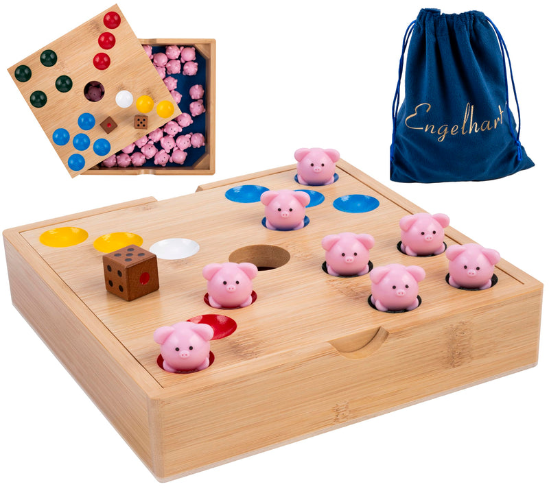 Pig Hole Game - Bamboe Met 60 Siliconen Varkentjes