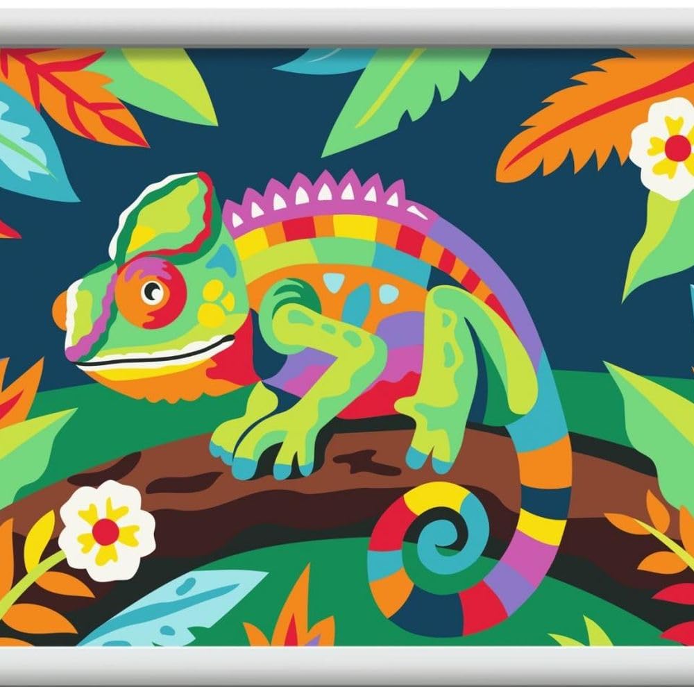 Ravensburger CreArt Serie D, kleurrijke kameleon, schilderen op nummer, afmetingen 25 x 18,30 cm, spelletjes voor kinderen 9 jaar, cadeau-ideeën, cadeau voor kinderen van 9 jaar