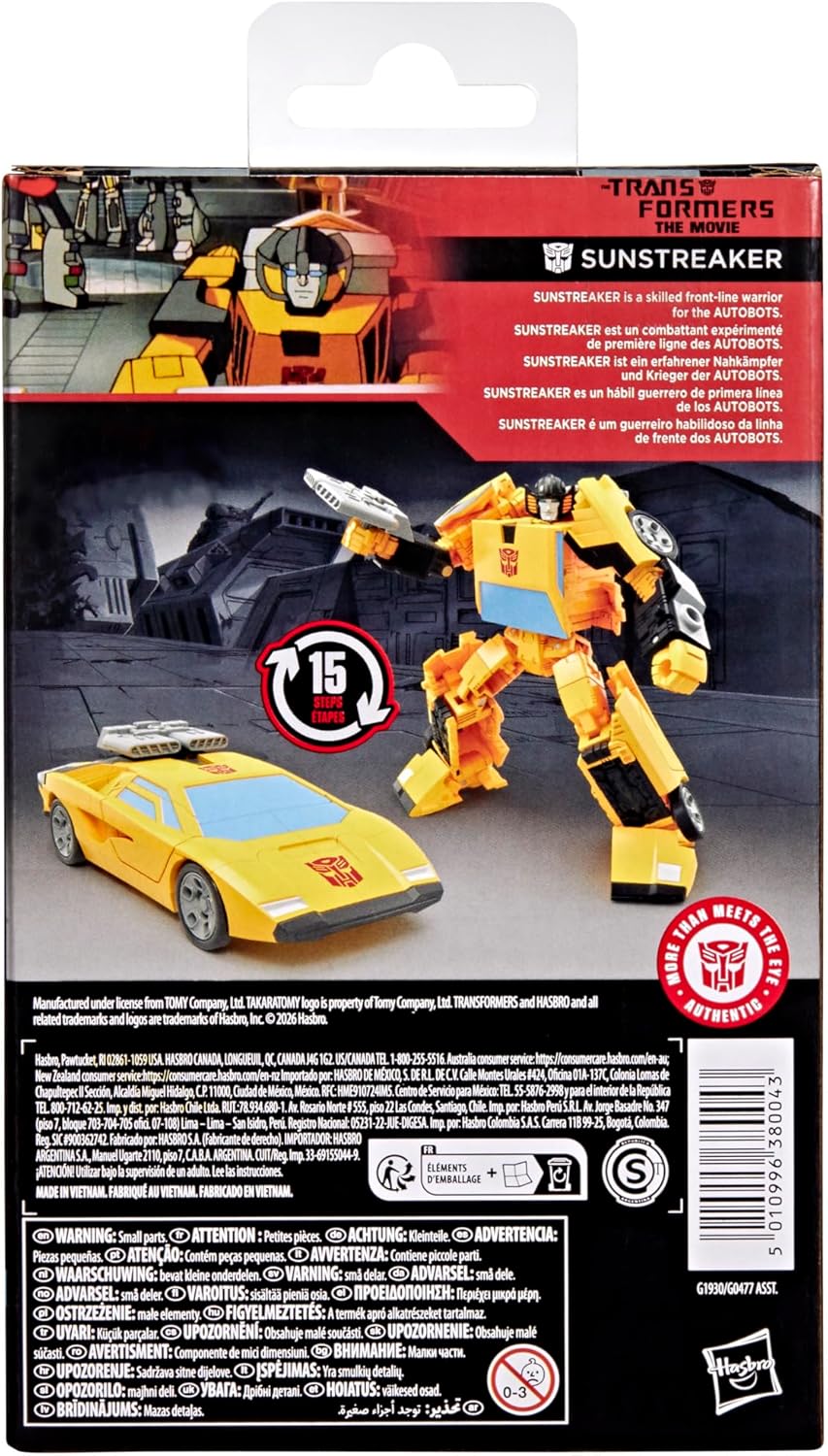 Transformers Studio Series The The Movie Sunstreaker Deluxe Class 11-cm Converting Action Figure, Robot Toys for Ages 8+