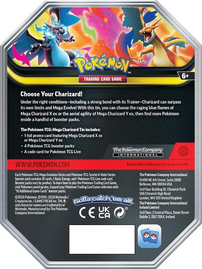 Pokémon TCG: Mega Charizard Tin - Mega Charizard Y ex (4 boosters & 1 foil promo card