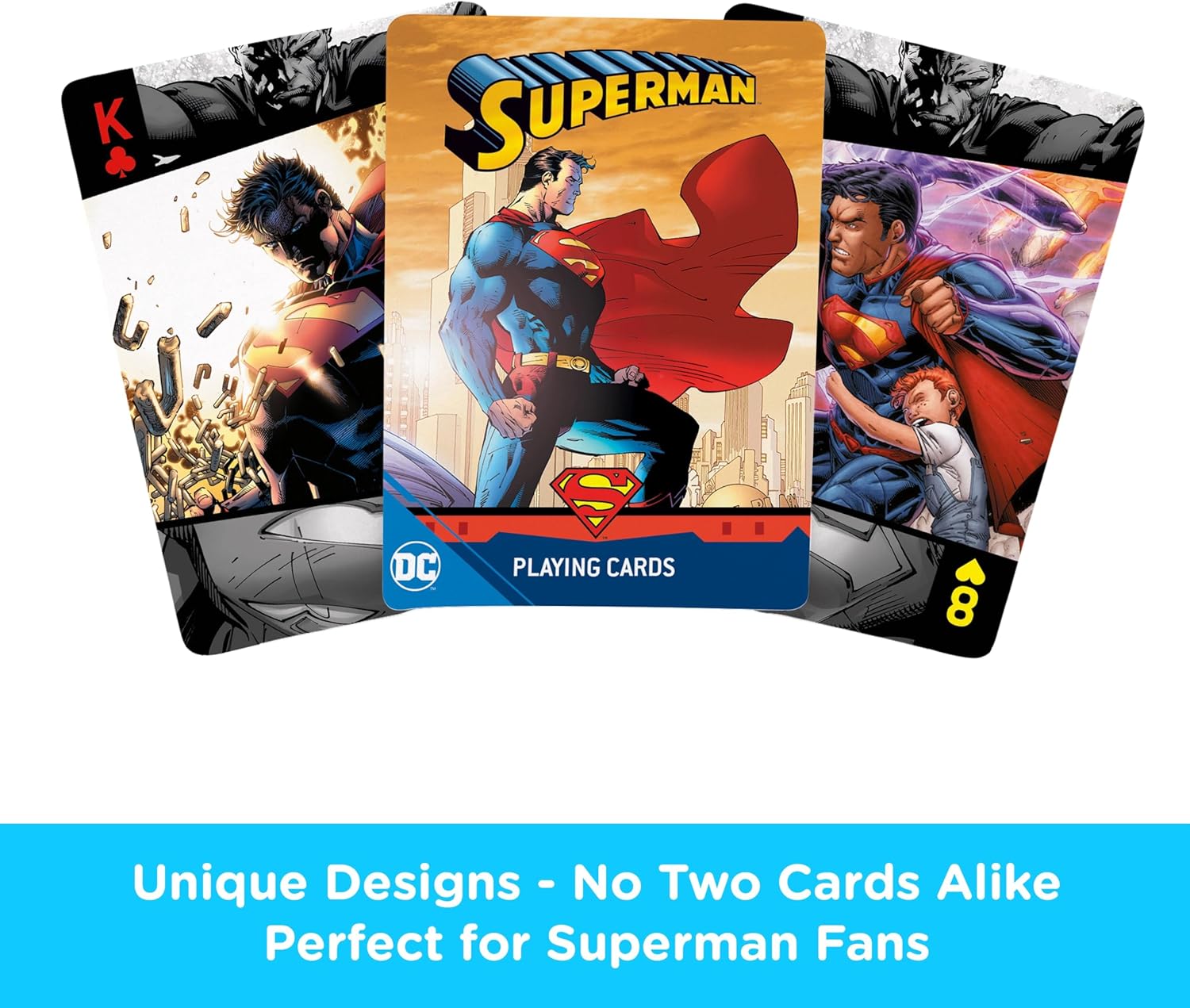 AQUARIUS DC Comics Superman Playing Cards Deck with Decorative Tin – Superman Themed Deck of Cards for Your Favorite Card Games - Officially Licensed DC Comics Merchandise & Collectibles