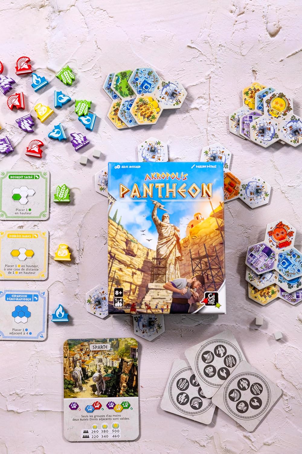 GIGAMIC - Akropolis: Pantheon – Strategic and immersive cooperative expansion for ambitious builders - From 1 to 4 players - From 8 years old - French version