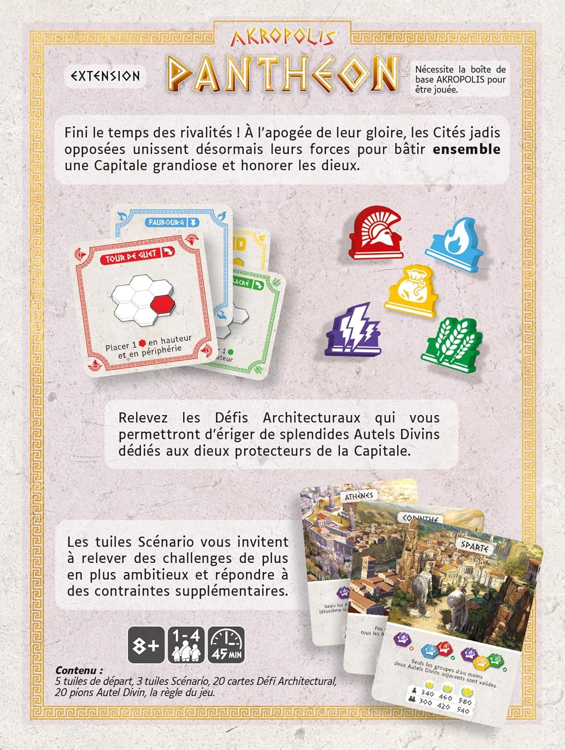 GIGAMIC - Akropolis: Pantheon – Strategic and immersive cooperative expansion for ambitious builders - From 1 to 4 players - From 8 years old - French version
