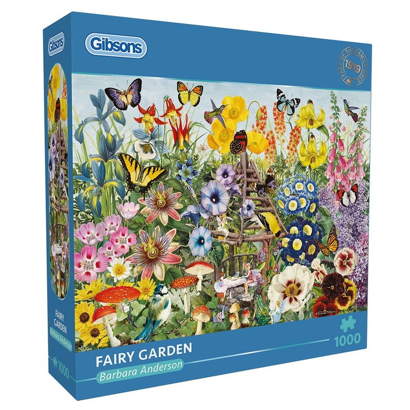 Gibsons puzzel Fairy Garden - 1000 stukjes - kleurrijke bloemen