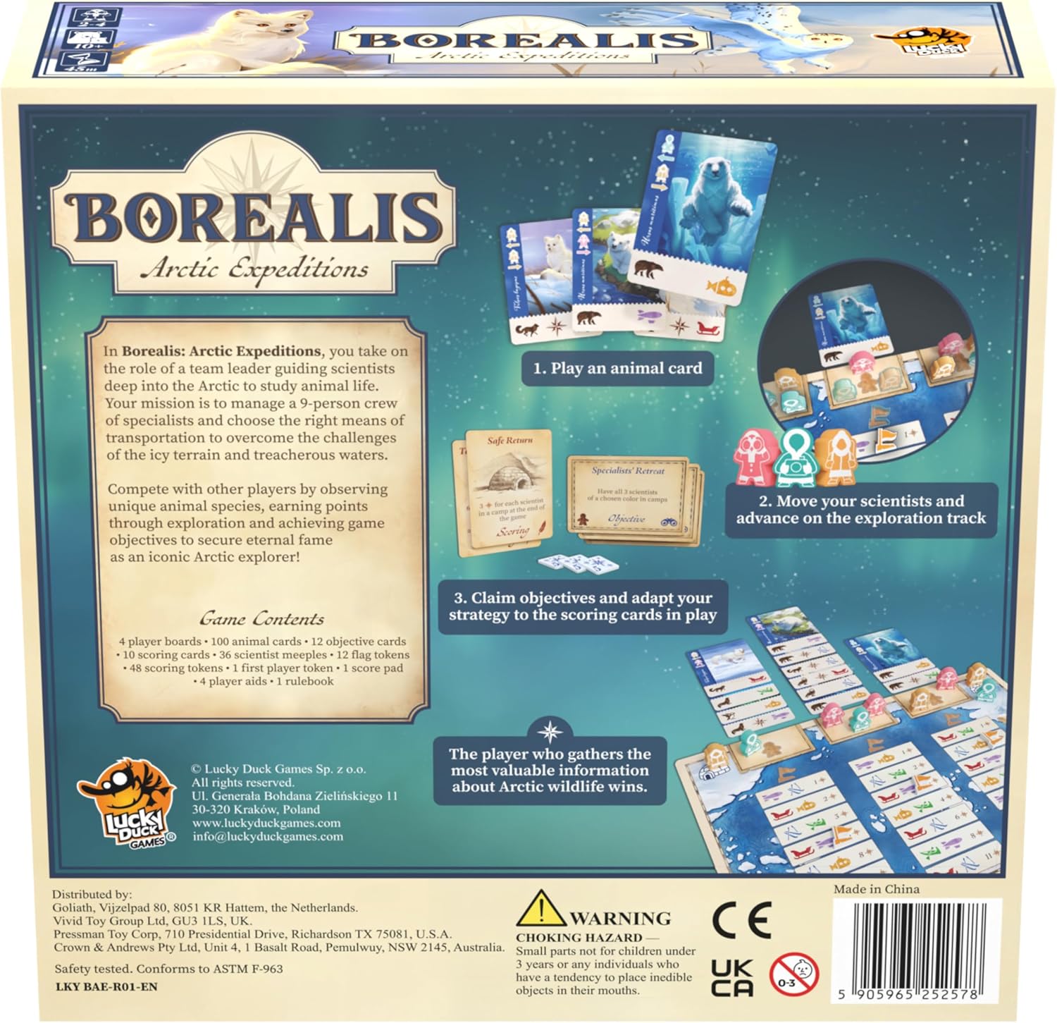 Lucky Duck Games - Borealis: Arctic Expeditions - Strategic Exploration Game for Adults & Families, 1-4 Players, Animal Discovery, Crew Management & Adventure Strategy Game