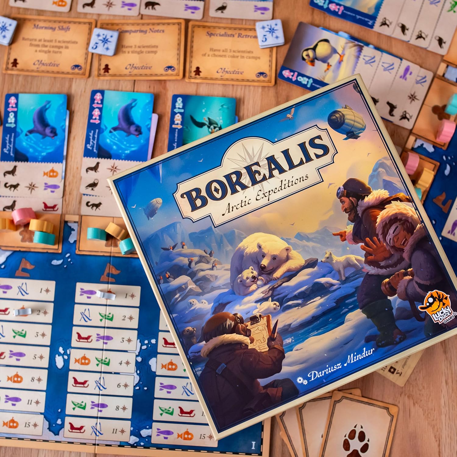 Lucky Duck Games - Borealis: Arctic Expeditions - Strategic Exploration Game for Adults & Families, 1-4 Players, Animal Discovery, Crew Management & Adventure Strategy Game