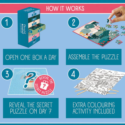 Jumbo Pieceful Mind Puzzles - A Piece of Nature, 7-Day Mindful Adults Jigsaws Set – 6 Daily 54 Piece Jigsaw Puzzles & Secret 7th Puzzle Included – Screen-Free Puzzle Set & Bonus Colouring Activity