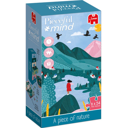 Jumbo Pieceful Mind Puzzles - A Piece of Nature, 7-Day Mindful Adults Jigsaws Set – 6 Daily 54 Piece Jigsaw Puzzles & Secret 7th Puzzle Included – Screen-Free Puzzle Set & Bonus Colouring Activity