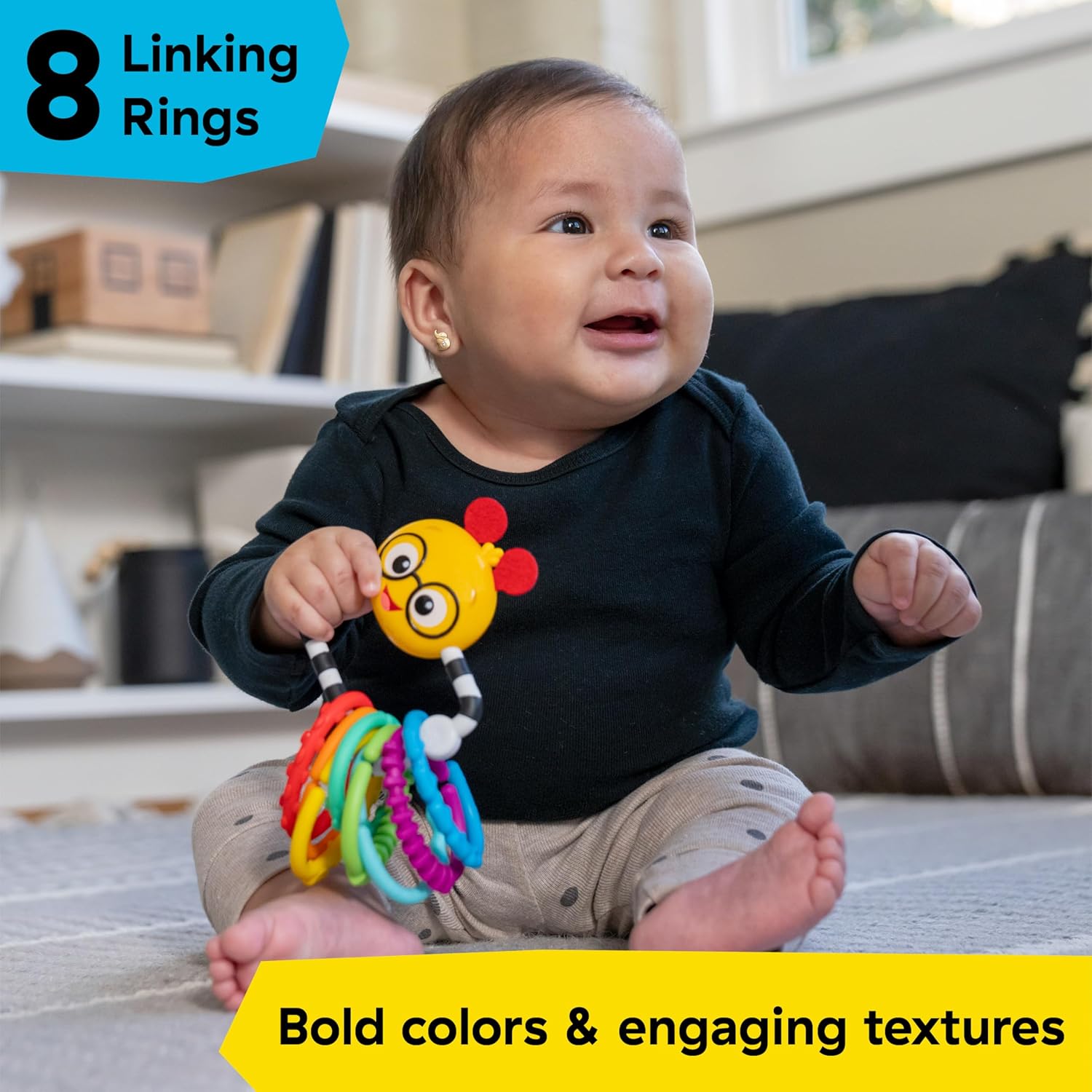 Baby Einstein, Cal’s Connectors – Jouet sensoriel avec Anneaux texturés, dès la Naissance