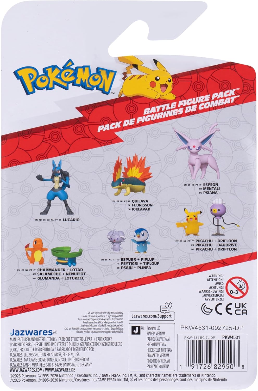 Pokémon Battle Figure PKW4531 Pikachu & Drifloon, officiële Pokémon-speelgoed voor kinderen van 4 jaar
