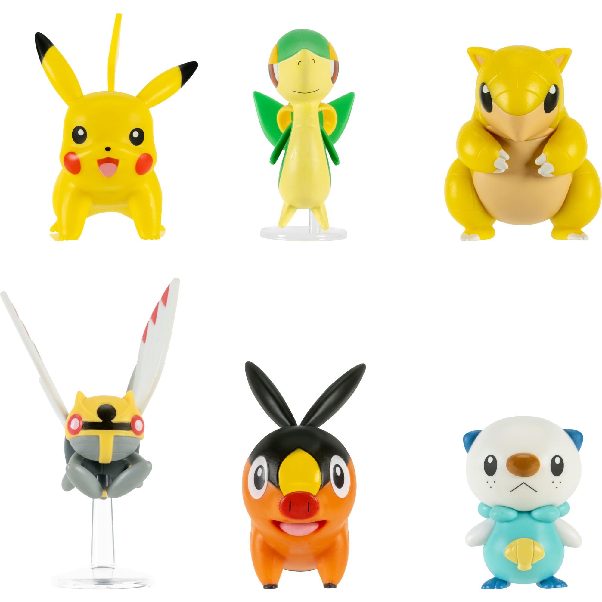 Pokemon Battle Figure 6 Pack - Bevat 2-inch Snivy, Oshawott, Tepig, Chikorita, Sandshrew en Pikachu Battle Figures