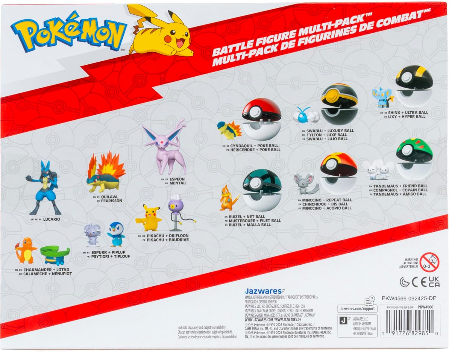 Pokemon Battle Figure 6 Pack - Bevat 2-inch Snivy, Oshawott, Tepig, Chikorita, Sandshrew en Pikachu Battle Figures