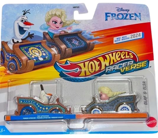 Hot Wheels Racer Verse Diecast Cars, Olaf & Elsa Double Pack