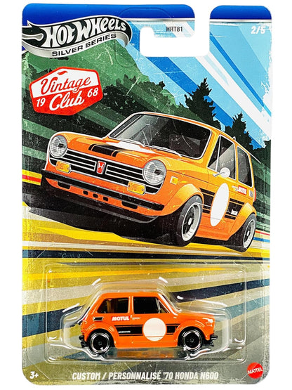 Hot Wheels Custom '70 Honda N600 (Orange), Silver Series Vintage Racing Club 2/5 1:64 Scale Collectible Die Cast Metal Toy Car Model
