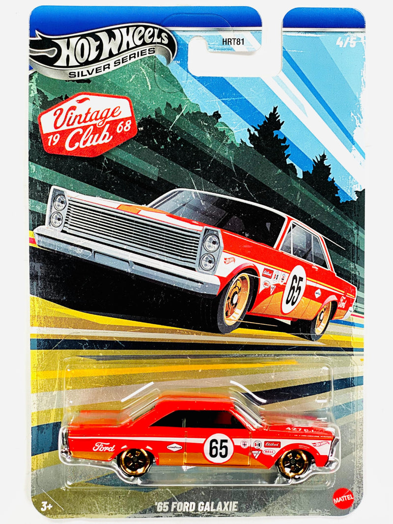 Hot Wheels '65 Ford Galaxie, Silver Series Vintage Racing Club 4/5, Red, 1:64 Scale Collectible Die Cast Metal Toy Car Model