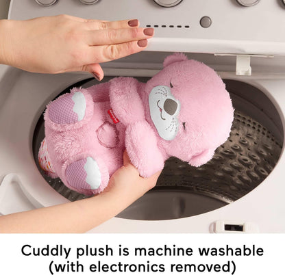 Fisher-Price Baby Toy Soothe ‘n Snuggle Otter, Pink Plush Portable Sound Machine with Breathing Motion & Lights for Newborns Ages 0+ Months, JLJ33