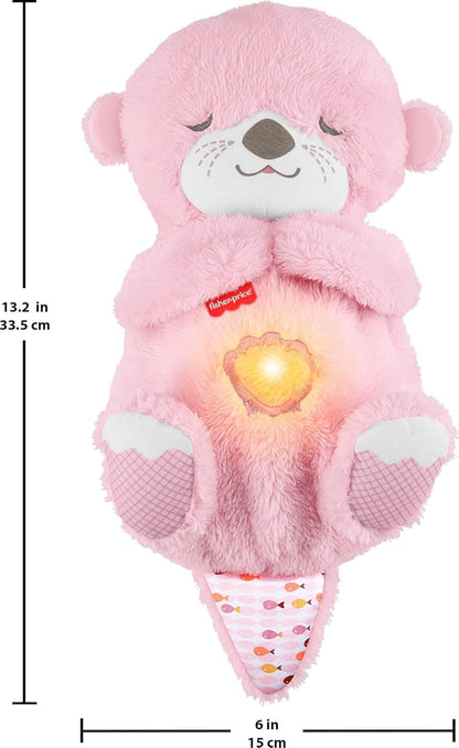 Fisher-Price Baby Toy Soothe ‘n Snuggle Otter, Pink Plush Portable Sound Machine with Breathing Motion & Lights for Newborns Ages 0+ Months, JLJ33