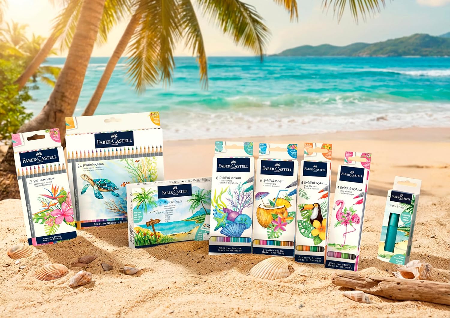 Faber-Castell Creative Studio Goldfaber Aqua Watercolour Pencil, Box of 12 Colours, Tropical Blossom, Pencils, Art, Craft, Drawing, Sketching, Home, School, University, Colouring