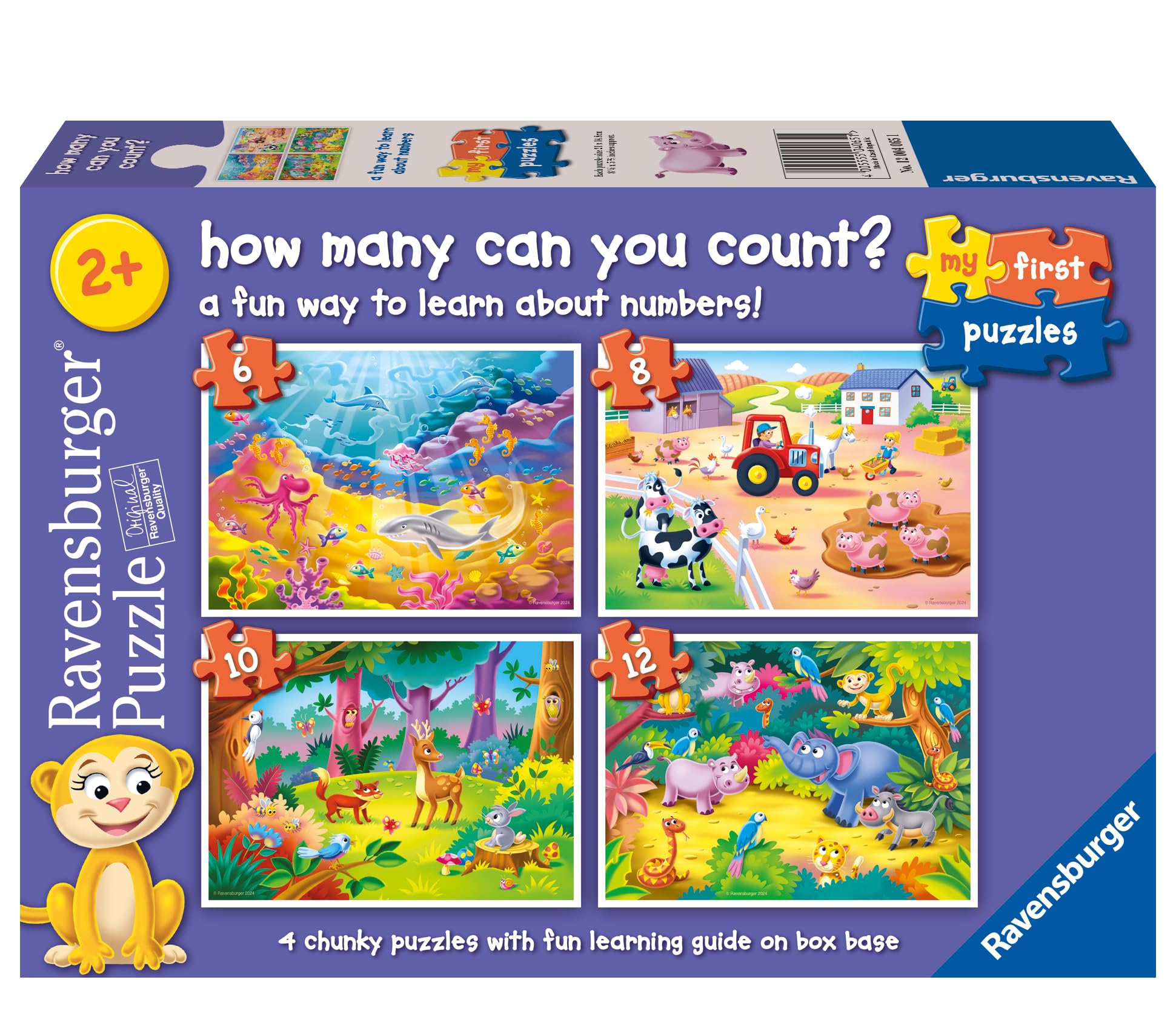 Ravensburger Counting Animals - My First Jigsaw Puzzles for Toddlers Age 2 Years (24 Months) - 6, 8, 10 & 12 Pieces