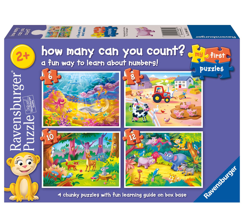 Ravensburger Counting Animals - My First Jigsaw Puzzles for Toddlers Age 2 Years (24 Months) - 6, 8, 10 & 12 Pieces