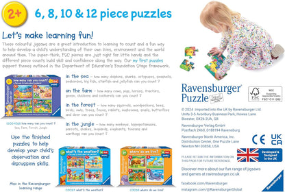 Ravensburger Counting Animals - My First Jigsaw Puzzles for Toddlers Age 2 Years (24 Months) - 6, 8, 10 & 12 Pieces