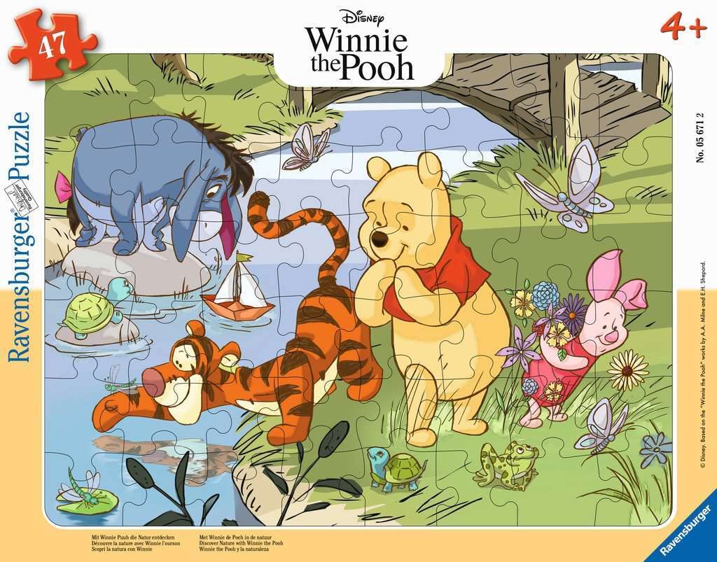 Ravensburger Children's Puzzle 05671 - Discover Nature with Winnie the Pooh - 47 Pieces Disney Frame Puzzle for Children from 4 Years, Brown